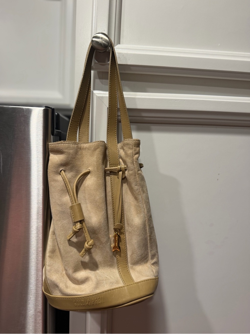 Vintage Goldpheil Beige suede & leather bucket bag